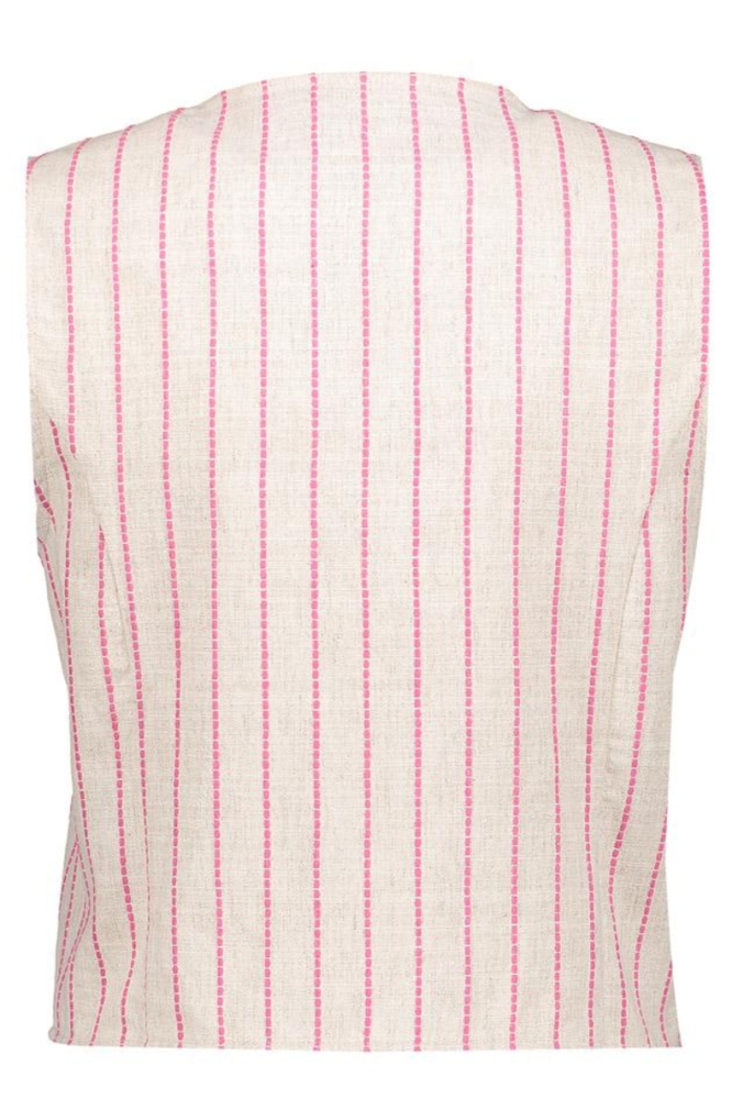 GILET MET STREEP DESSIN EN STRIKDETAIL 54383 20 SAND/PINK